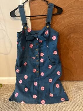 Unique Vintage Denim Care Bears Overall Dress
